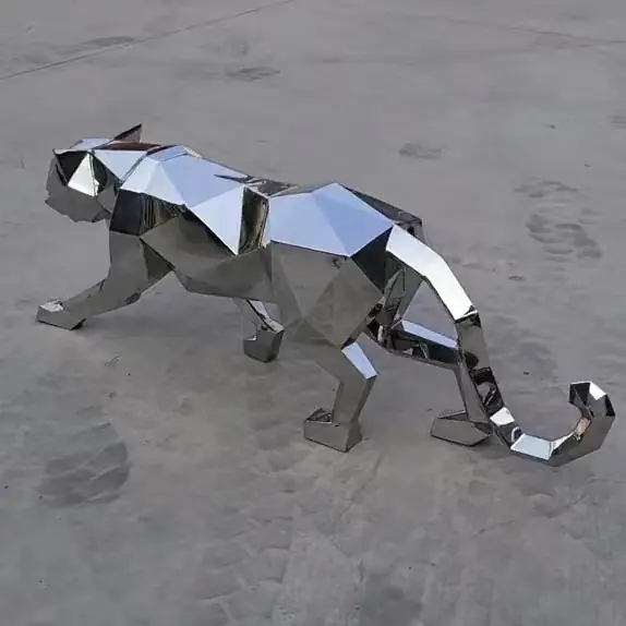 Stainless Steel Leopard Sculpture