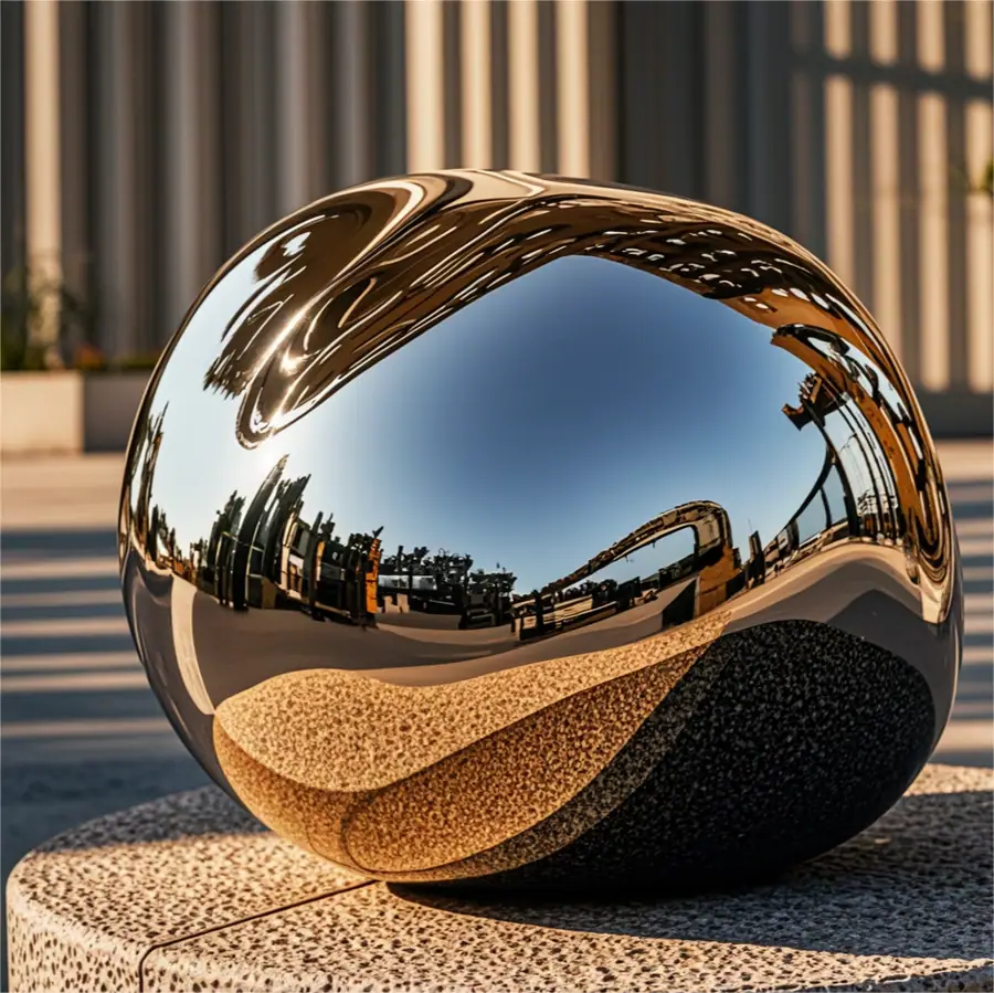 Stainless steel stone sculpture