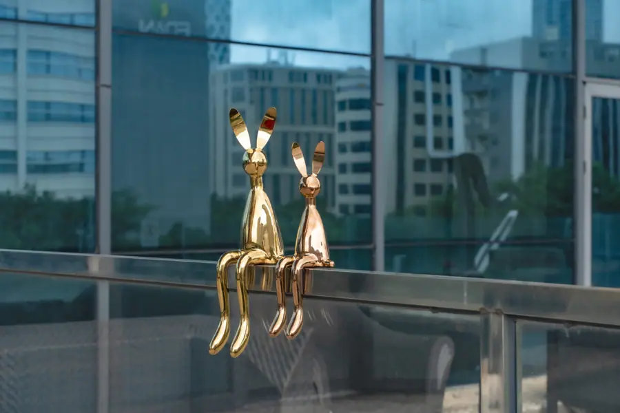 Metal Sculpture Rabbits