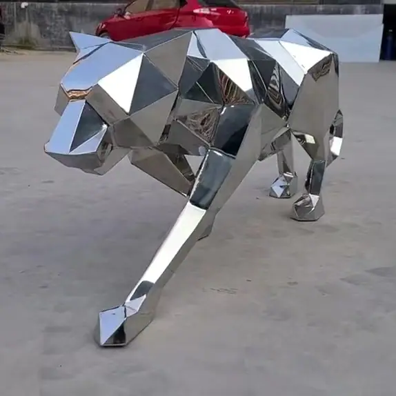 Stainless Steel Leopard Sculpture
