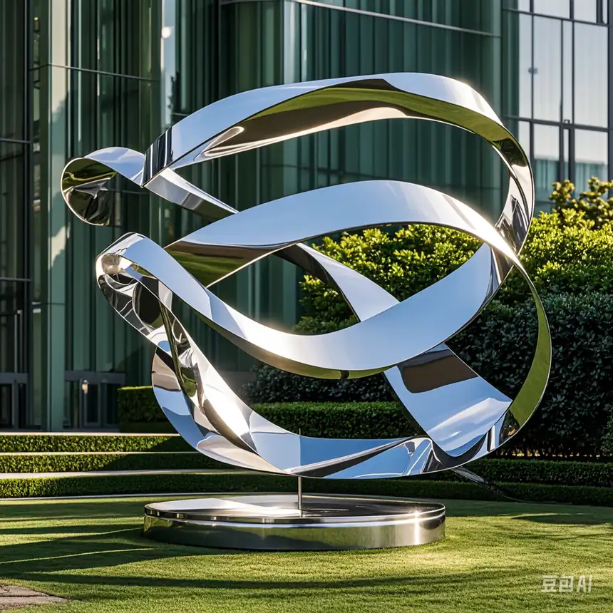 Stainless steel ribbon sculpture