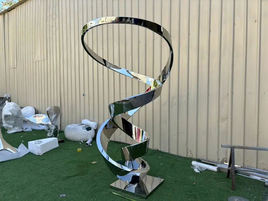 Stainless steel ribbon sculpture