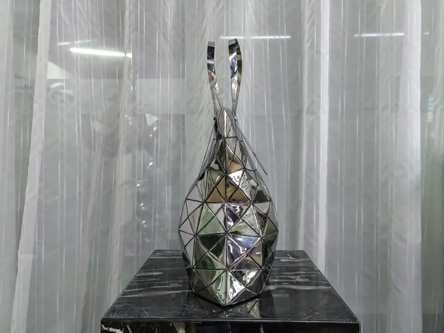 Stainless steel handbag sculpture