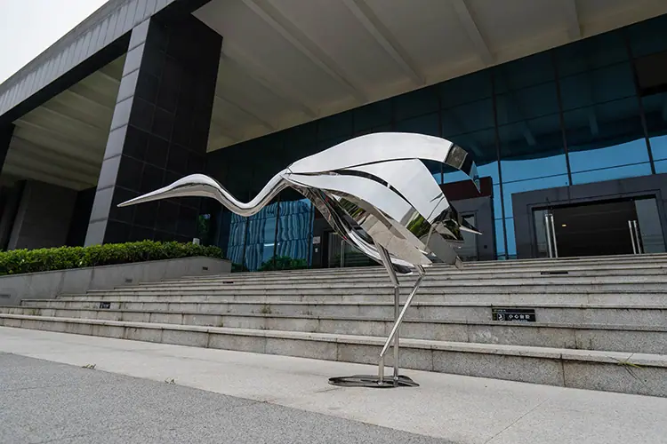 Stainless steel bird sculpture