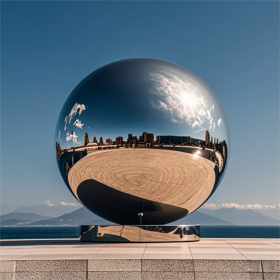 2-meter stainless steel spherical sculpture