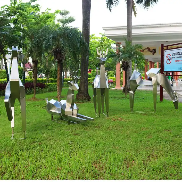 Stainless steel deer sculpture