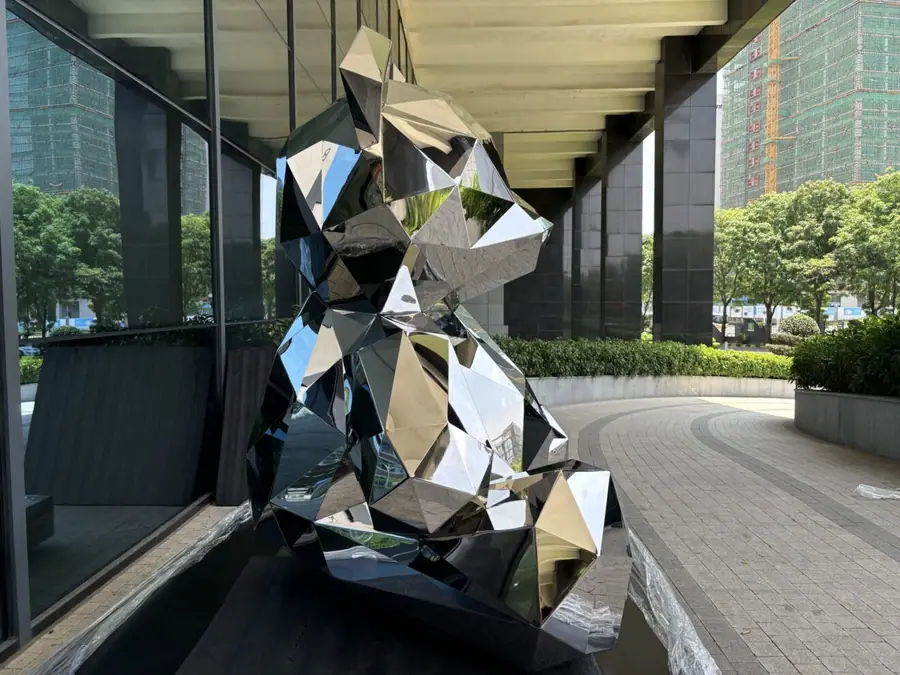 stainless steel bear sculpture