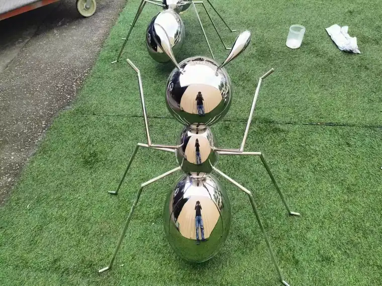 Stainless steel ant sculpture