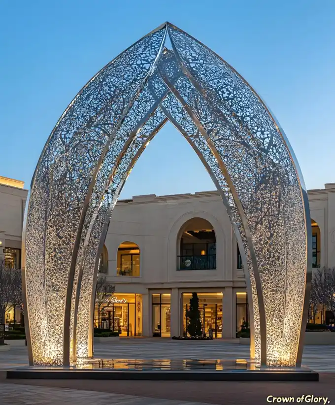 Stainless steel hollow special-shaped landscape sculpture installation