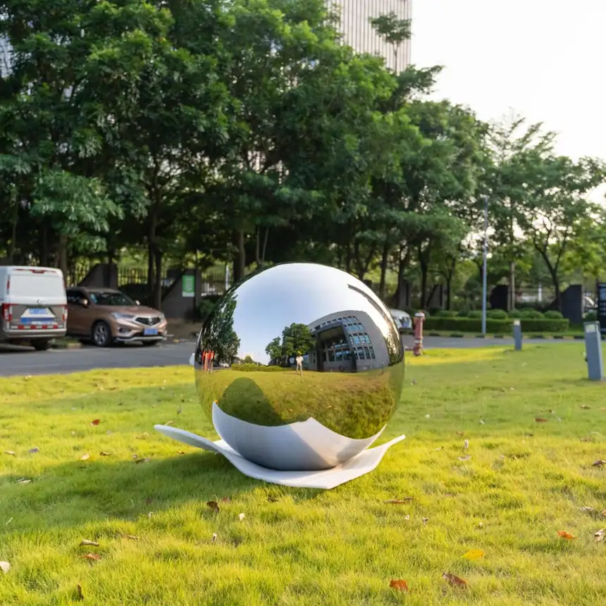 2 meter stainless steel sphere sculpture
