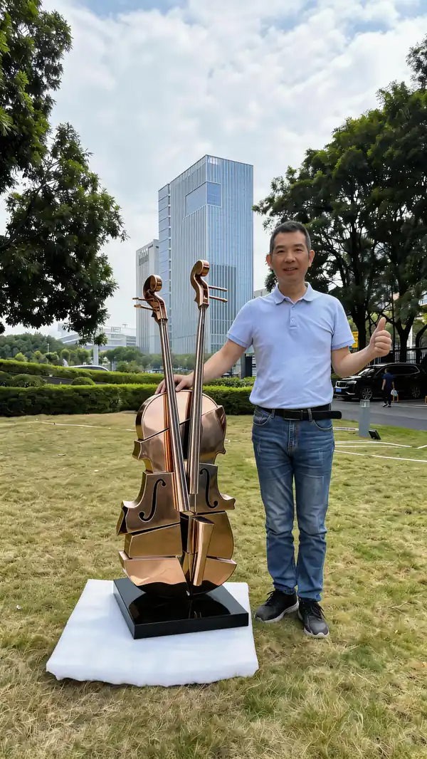 Golden Violin Sculpture