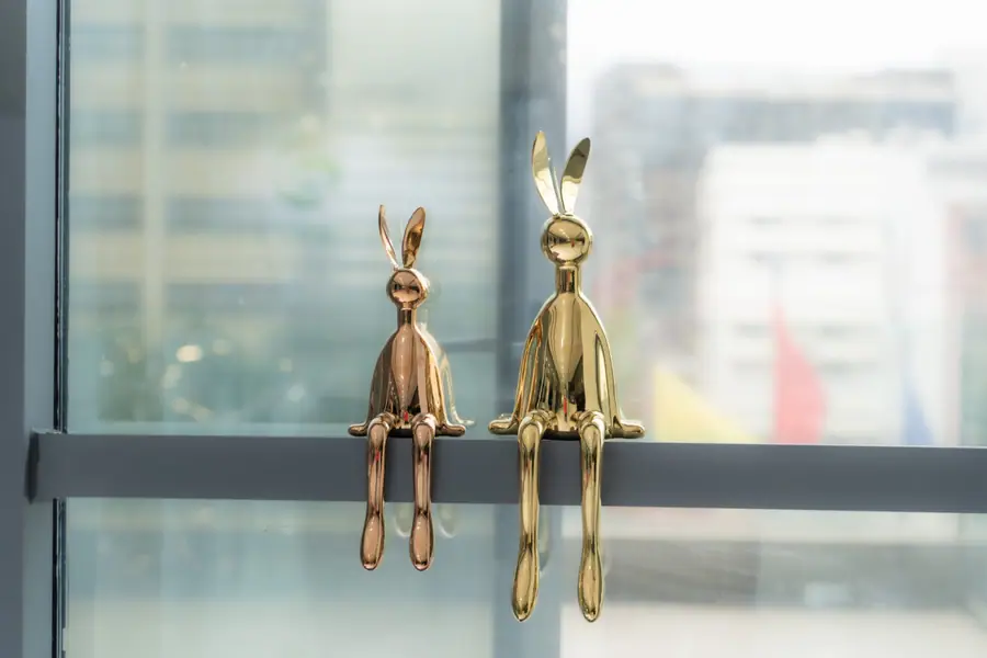 Metal Sculpture Rabbits