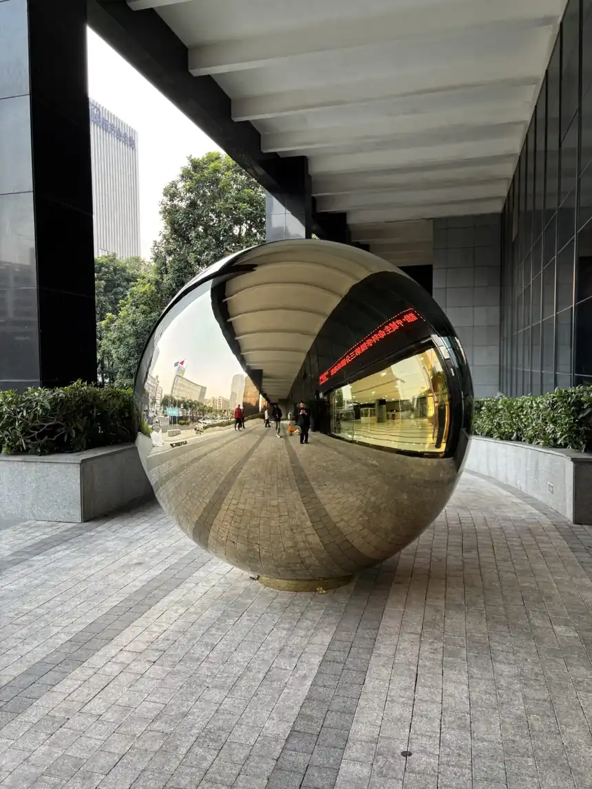 2-Meter Mirror Polished Stainless Steel Sphere with Titanium Gold Finish