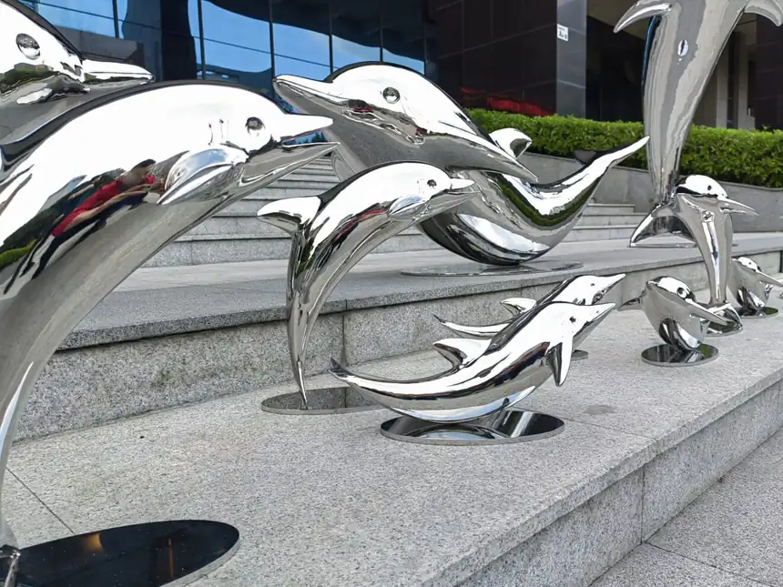 stainless steel dolphin sculpture (43)