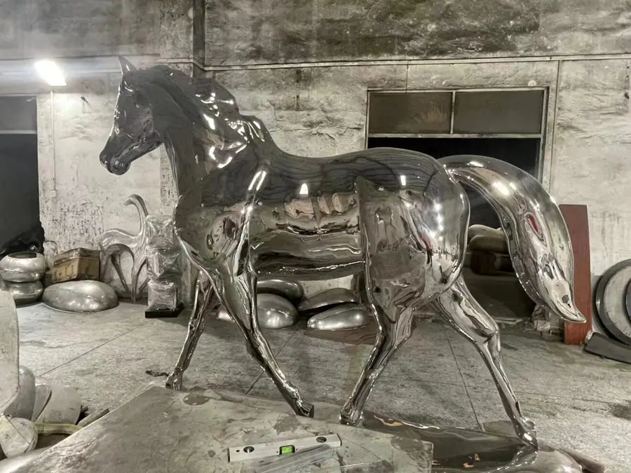 Stainless steel horse sculpture
