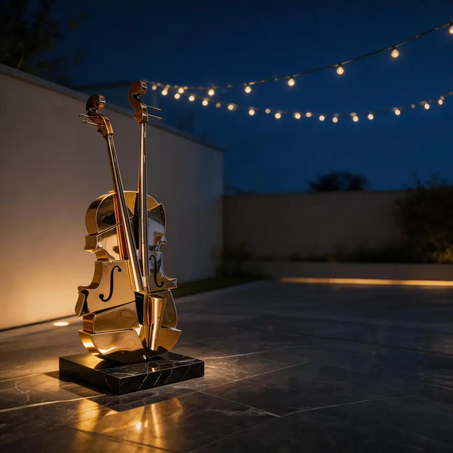 Golden Violin Sculpture