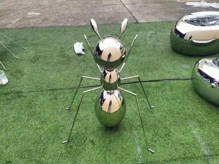 Stainless steel ant sculpture