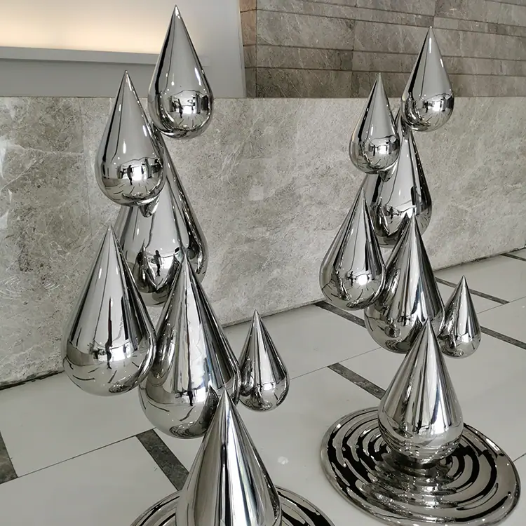 Stainless steel water drop sculpture