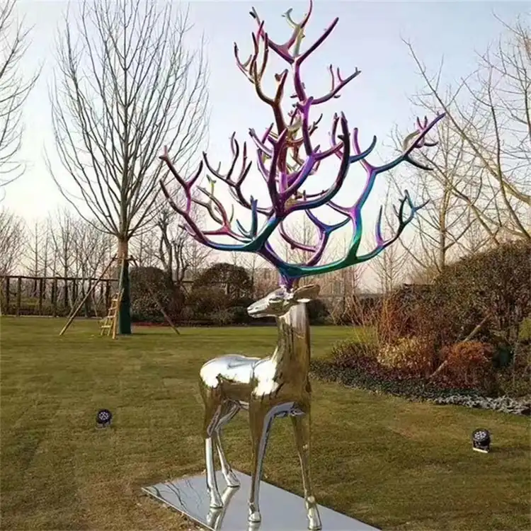 stainless steel deer sculpture (2)