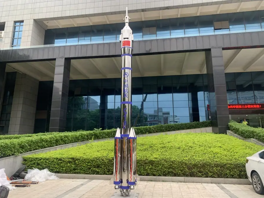 stainless steel rocket sculpture