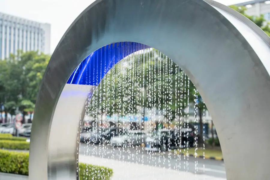 Stainless steel water feature sculpture