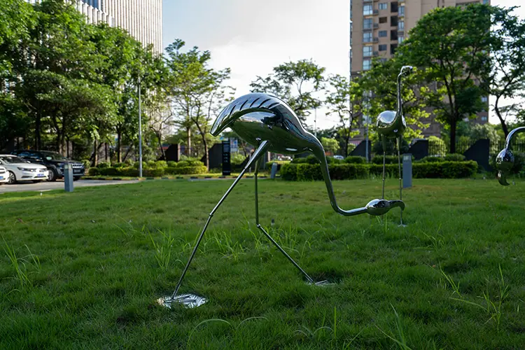 Stainless steel bird sculpture