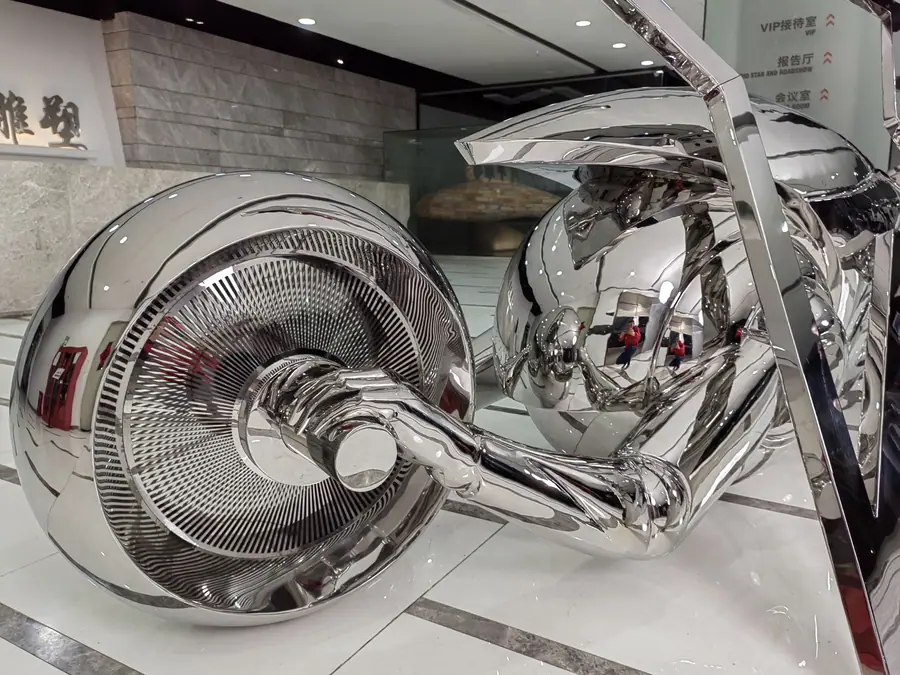 Stainless Steel Motorcycle Sculpture