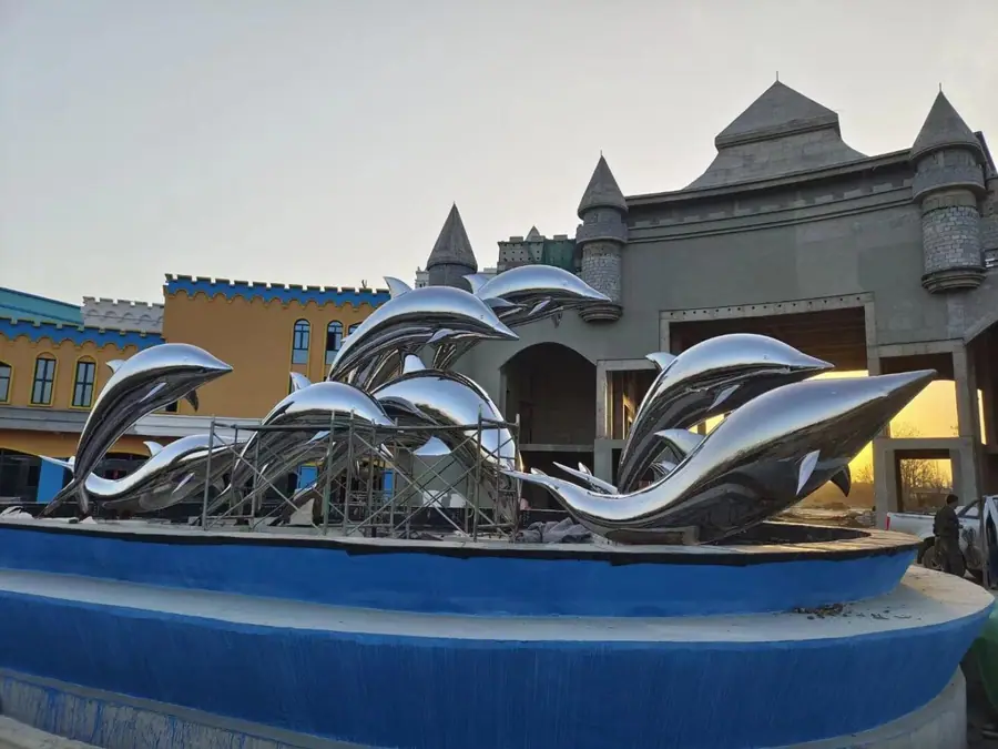 Metal Dolphin Sculpture