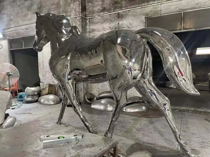 Stainless steel horse sculpture