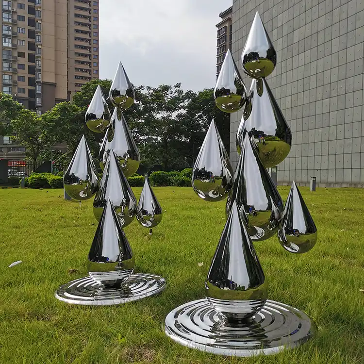 Stainless steel water drop sculpture