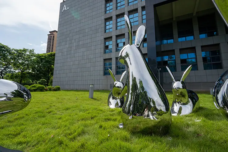 Stainless steel rabbit sculpture