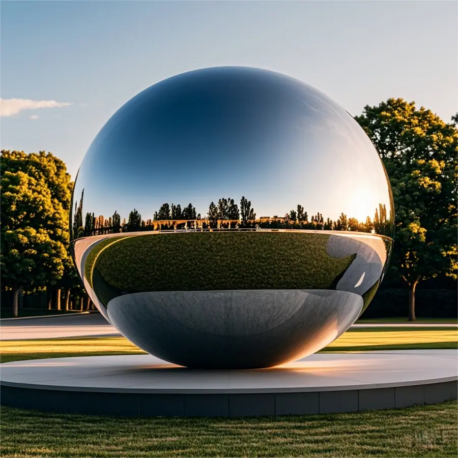 2-meter stainless steel spherical sculpture