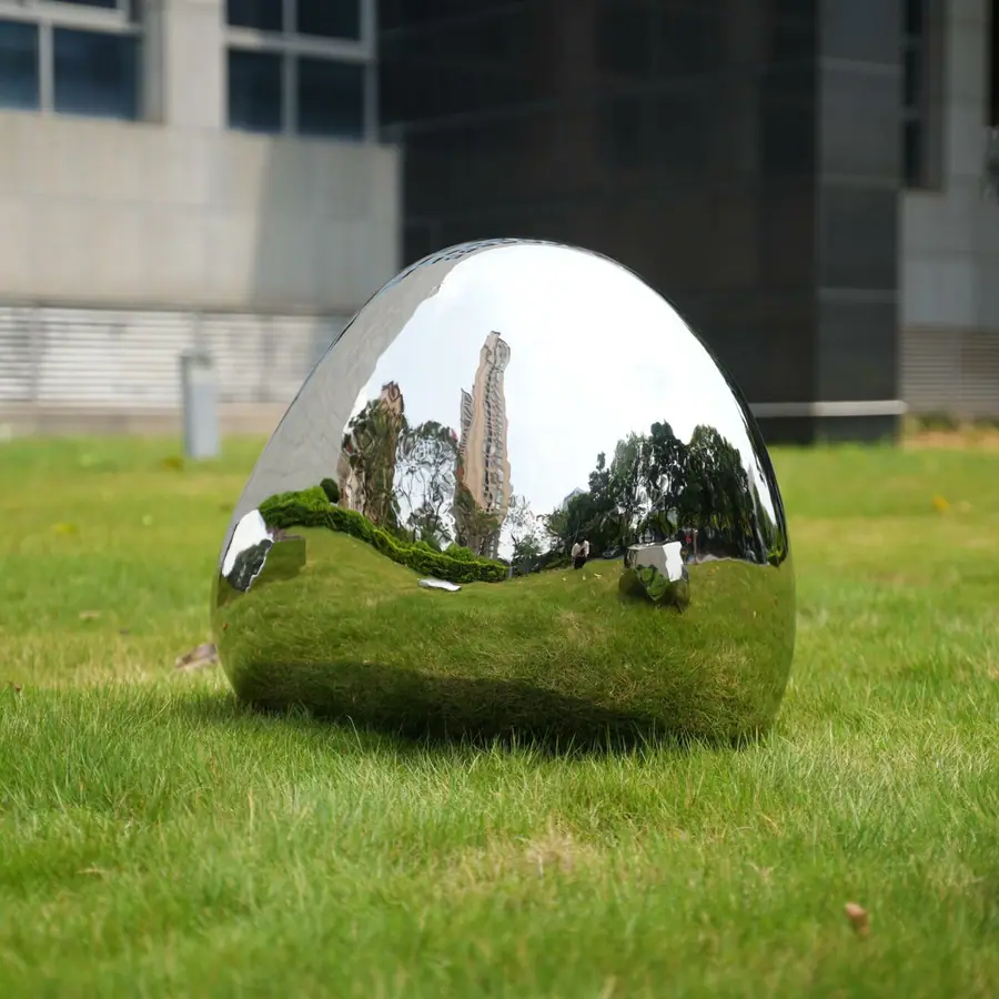 Outdoor stainless steel stone sculpture. From sculptural concept to detailed production, we create unique artworks tailored for each client.