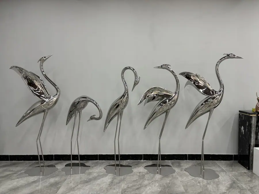 Stainless Steel Crane Sculpture
