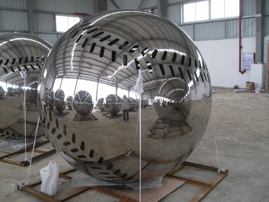 stainless steel skeleton ball sculpture