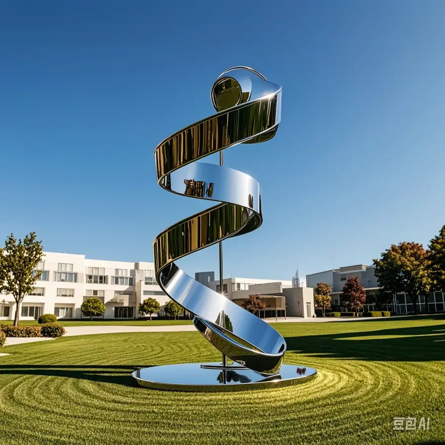 Stainless steel ribbon sculpture