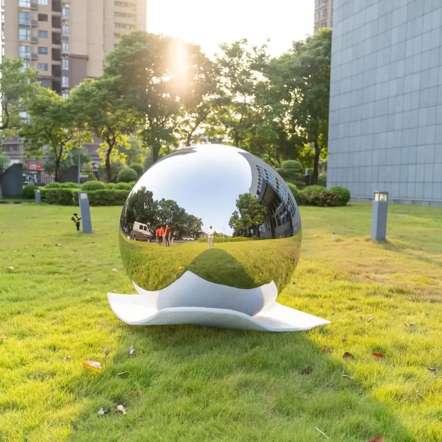 2 meter stainless steel sphere sculpture
