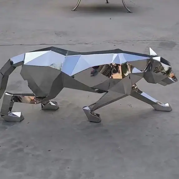 Stainless Steel Leopard Sculpture