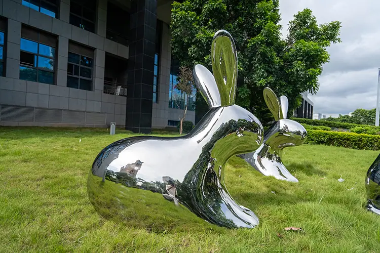 Stainless steel rabbit sculpture
