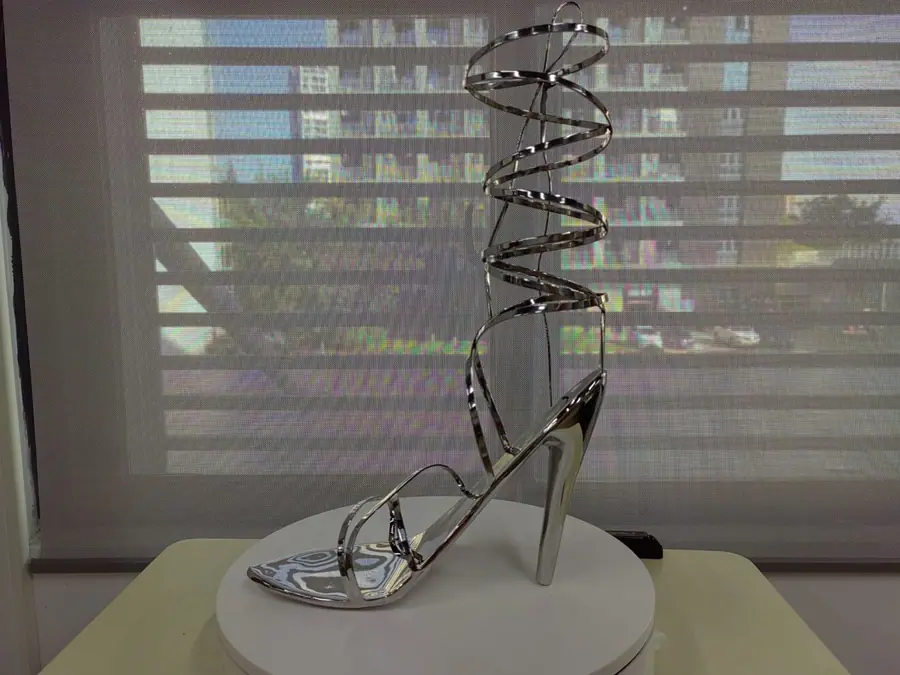Stainless steel high heel art sculpture