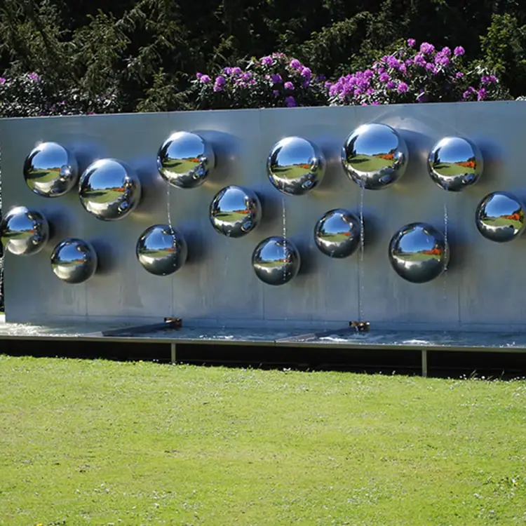Stainless Steel Sphere Wall Fountain Sculpture