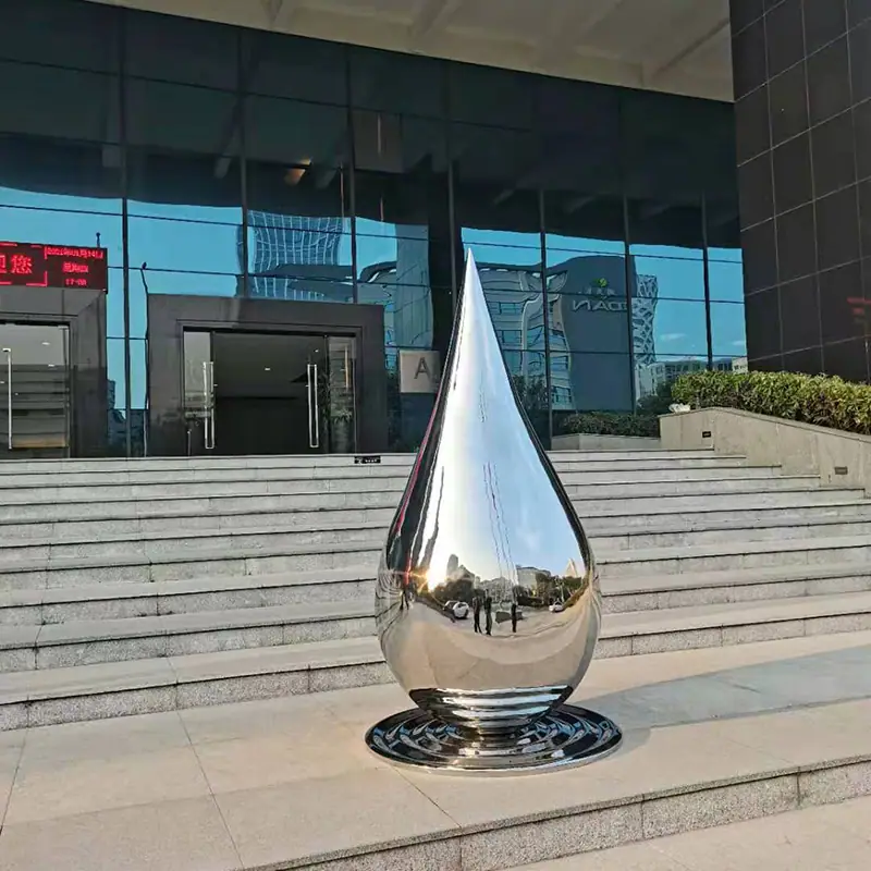 Stainless steel water drop sculpture