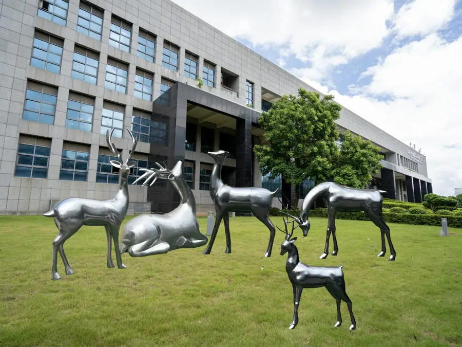 Stainless steel deer sculpture