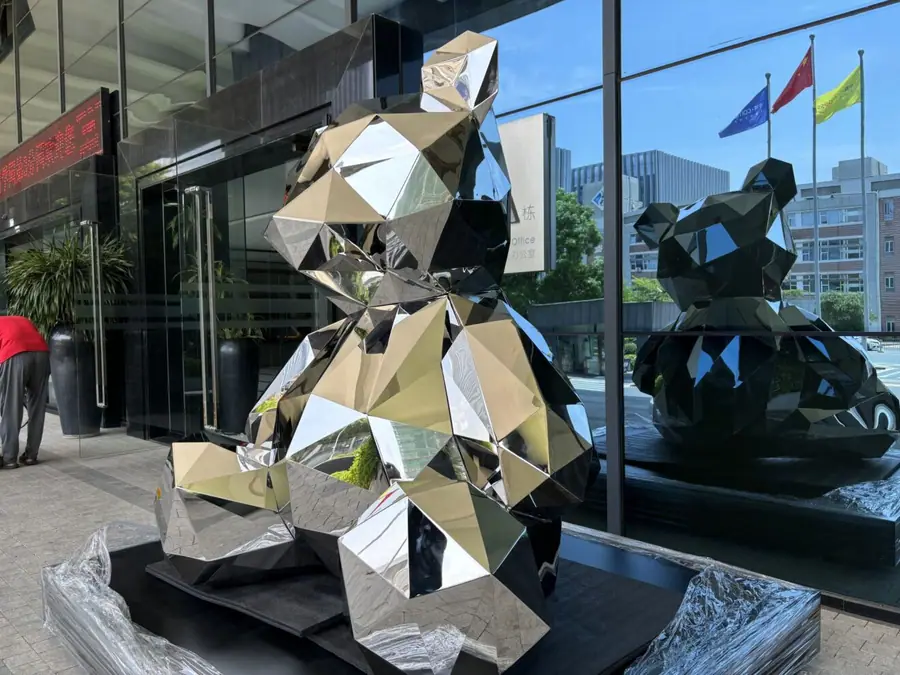 stainless steel bear sculpture
