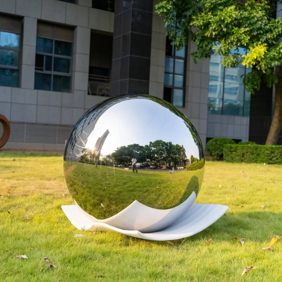 2 meter stainless steel sphere sculpture