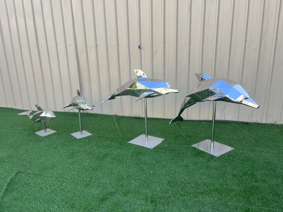 stainless steel dolphin sculpture