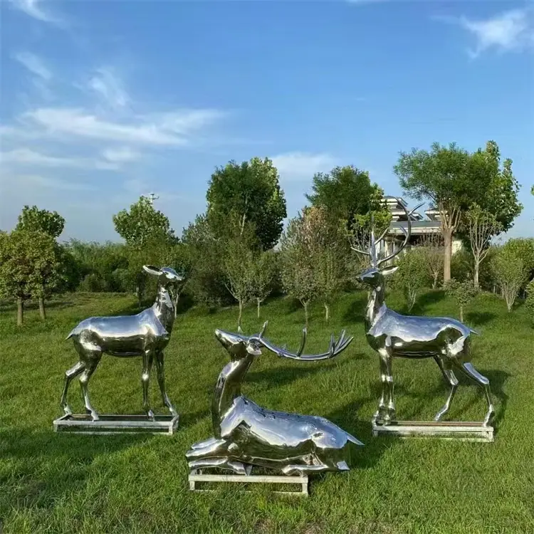 stainless steel deer sculpture (7)