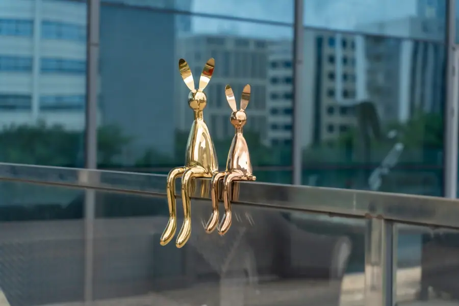 Metal Sculpture Rabbits
