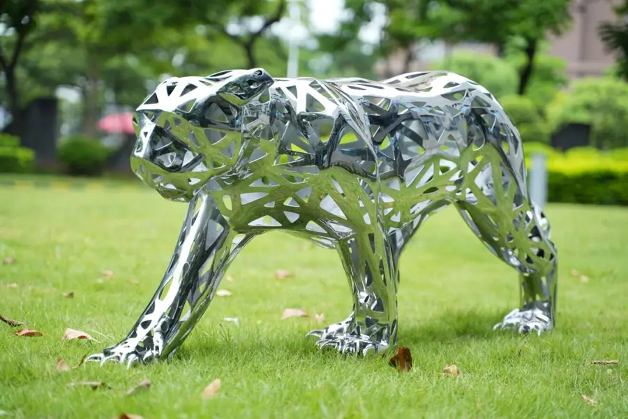 Metal Openwork Leopard Sculpture
