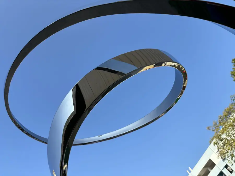 Stainless steel ribbon sculpture